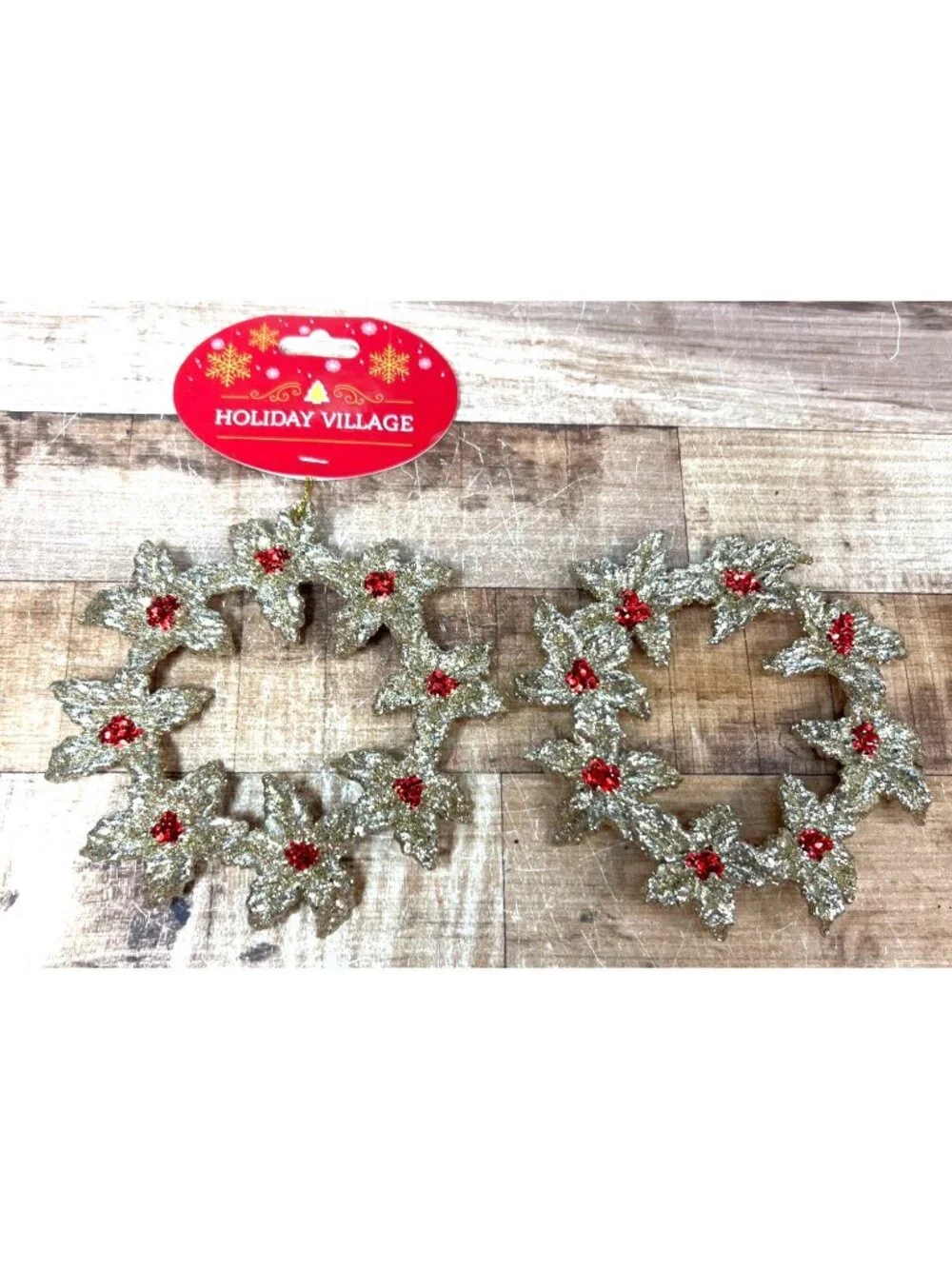 2 Acrylic Plastic Wreath Christmas Ornaments 5